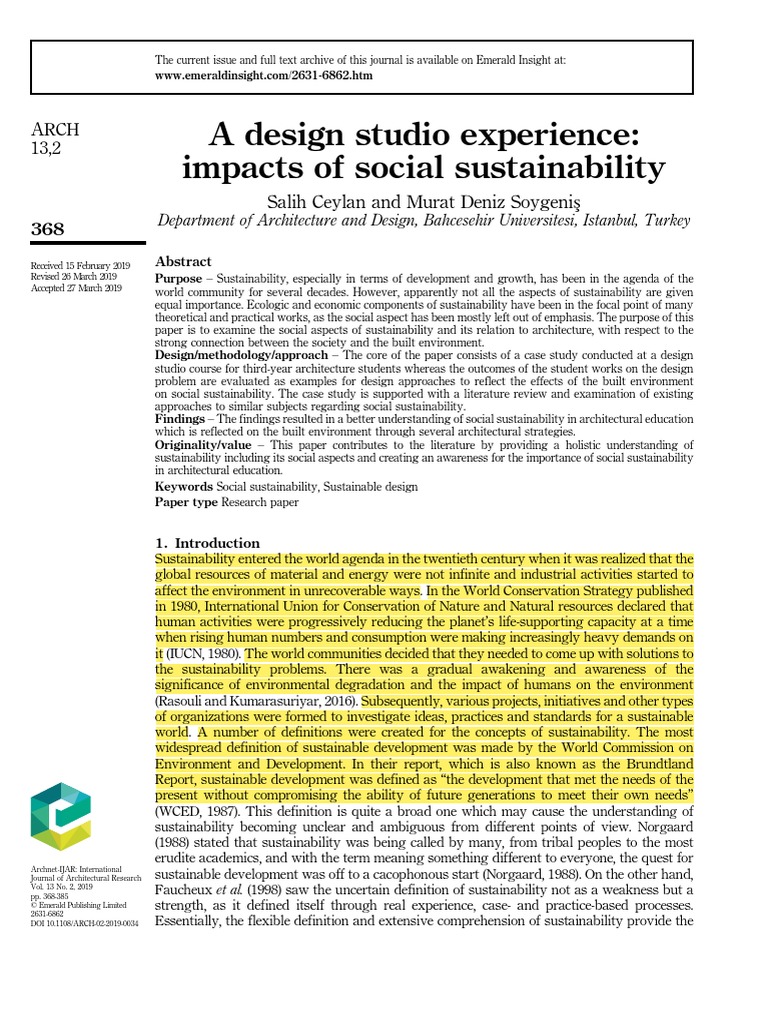 Social Sustainability in Architecture | PDF | Sustainability | Ecology