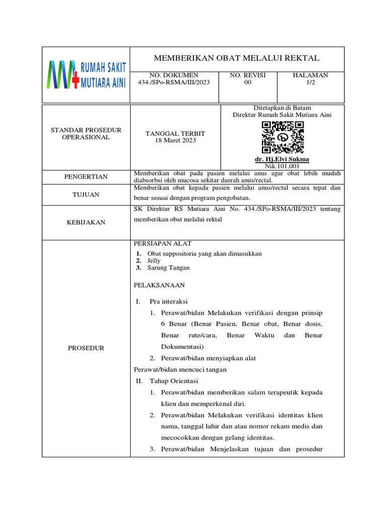 Prosedur Pemberian Obat Rektal | PDF | Sains & Matematika