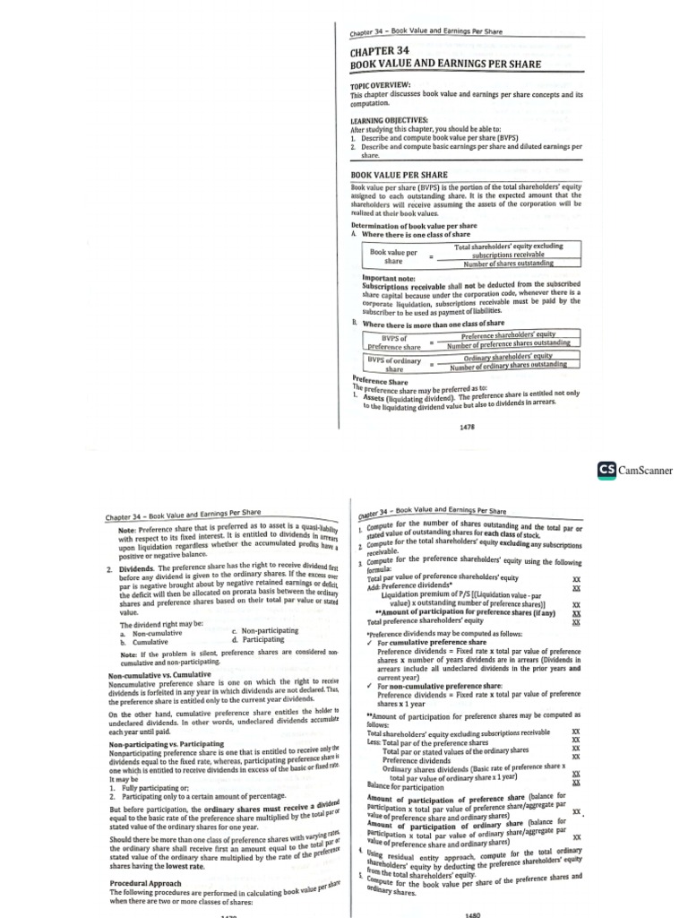 Chapter 34 - Book Value and Earnings Per Share | PDF