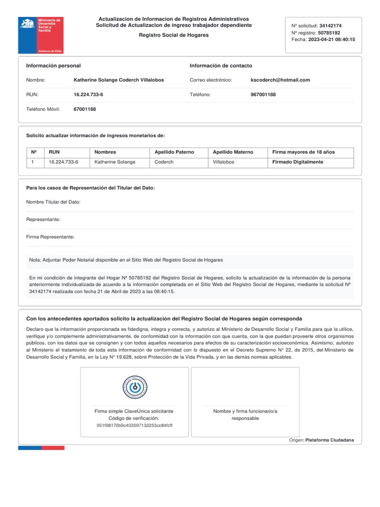 Actualización Formulario 60 Registro Social | PDF