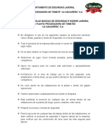 Normativas y Reglas Basicas de Seguridad e Higiene Laboral de La Planta Procesadora de Tomates