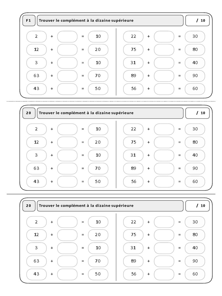 Exercices de calcul mental CE1-CE2 | PDF | Théorie (échecs) | Échecs