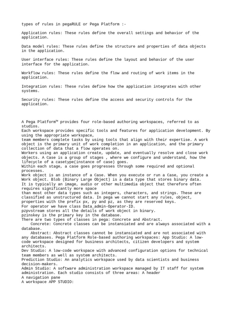 Pega Notes For First Day | PDF | Application Software | Class (Computer ...
