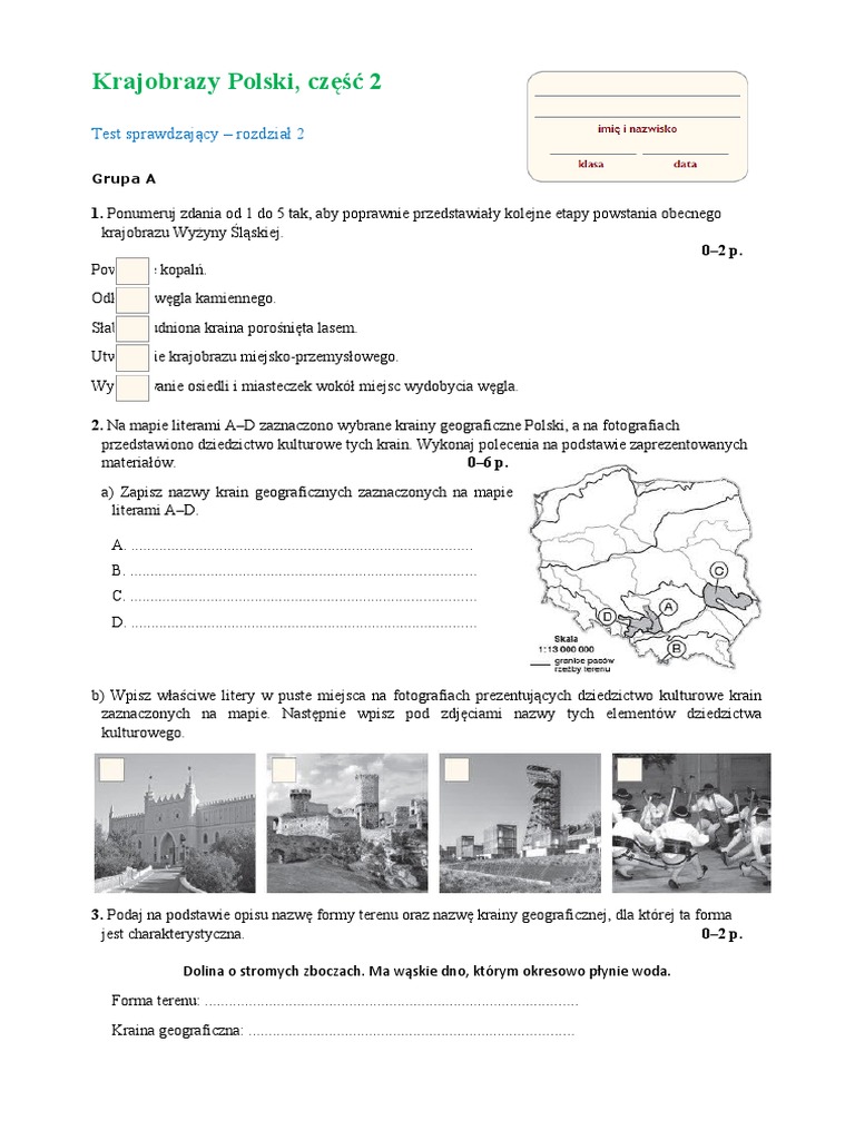 Geografia Sprawdzian Klasa 5 Klasa 5 Geografia | PDF