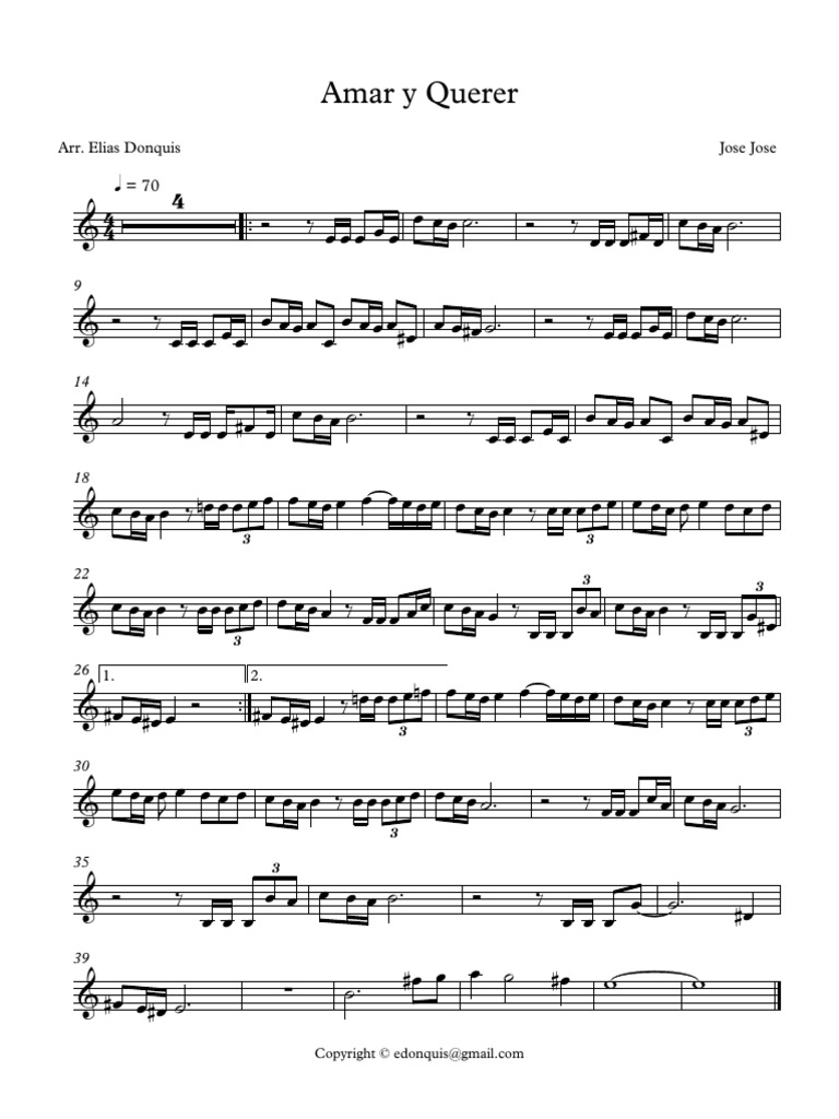 Amar y Querer (Jose Jose) Partitura Completa PDF