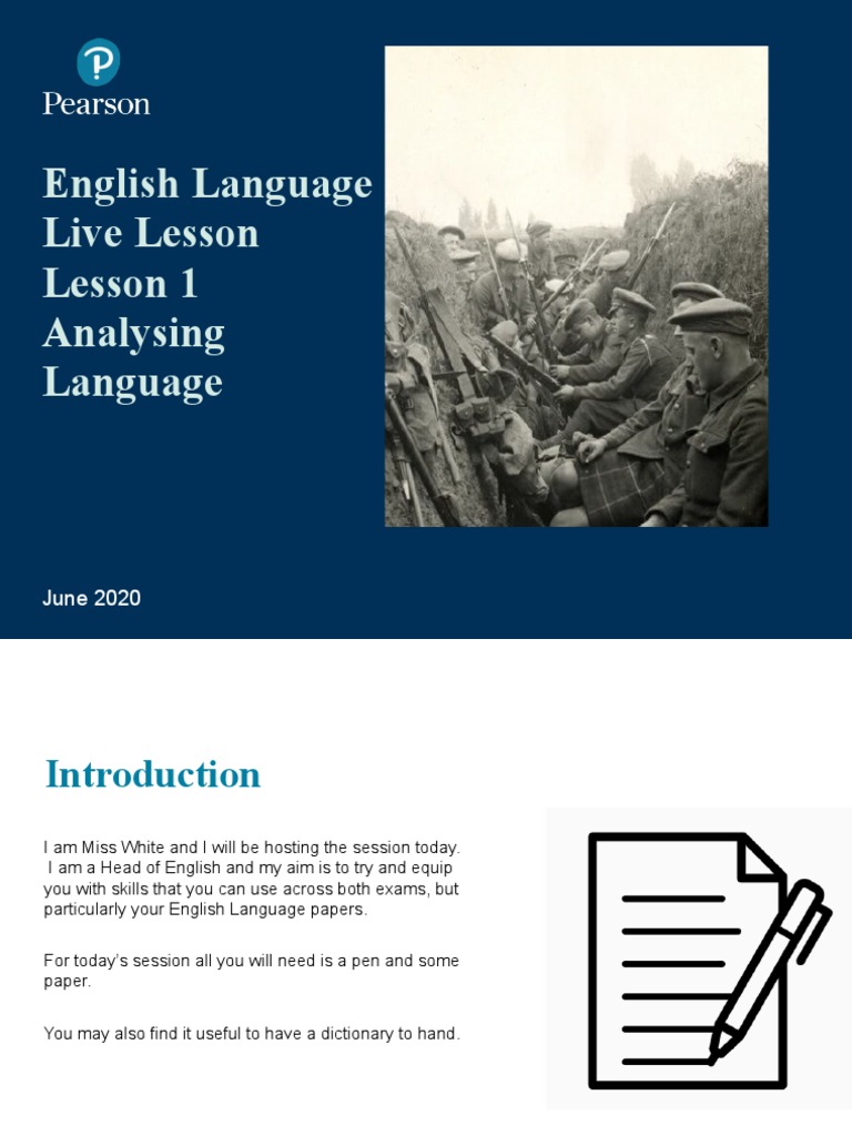 Analyzing Language: Lesson 1 Overview | PDF | Trench Warfare | Idiom