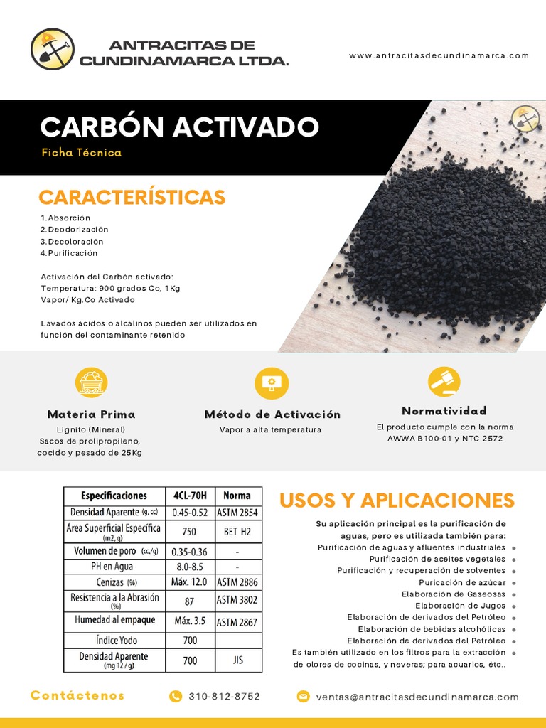 Carbon Activado Ficha Tecnica PDF Ciencias fisicas Materiales