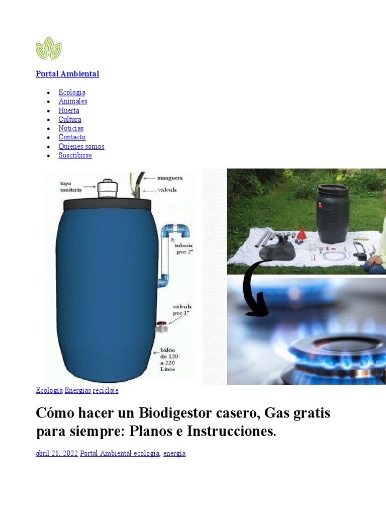 Biodigestor Producir Gas Pdf Biogás Química