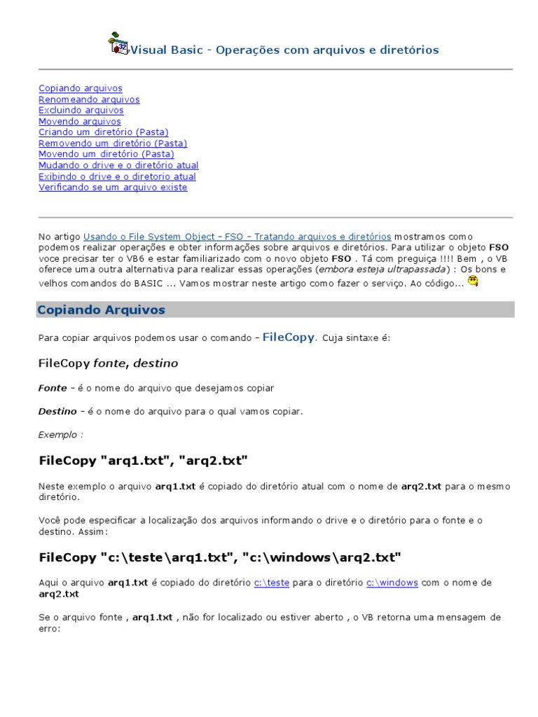 Operações com Arquivos em Visual Basic | PDF | Arquivo de texto ...