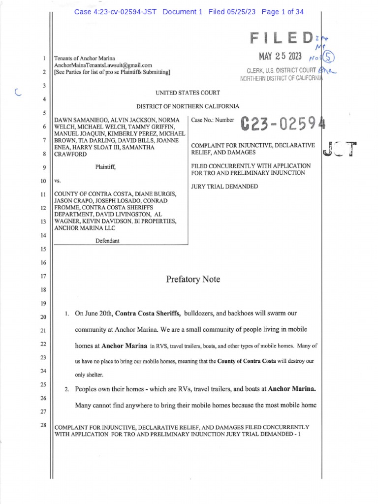 Complaint samaniego et al v county of contra costa pdf jargon