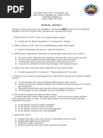 (Final) Test Questionnaire Grade 10 Quarter 3