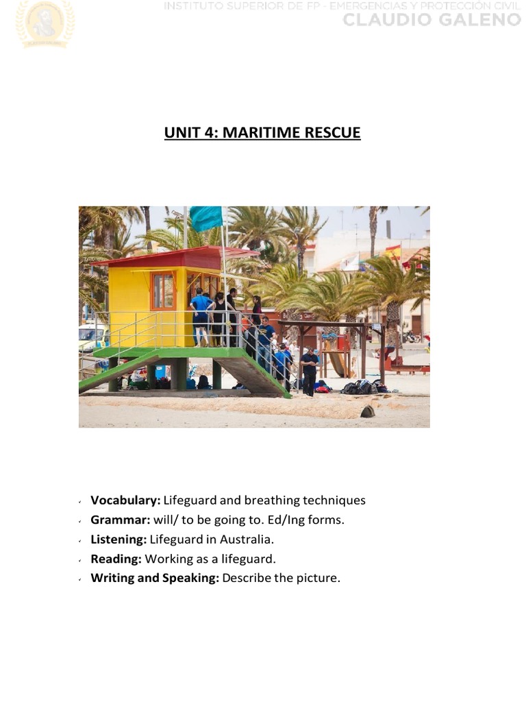 Maritime Rescue Techniques and Vocabulary | PDF | Swimming | Water Sports