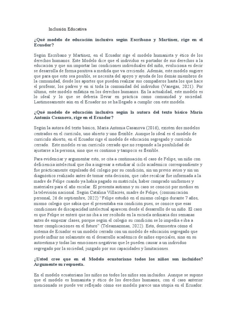 Inclusión educativa y autismo en Ecuador | PDF | Plan de estudios ...
