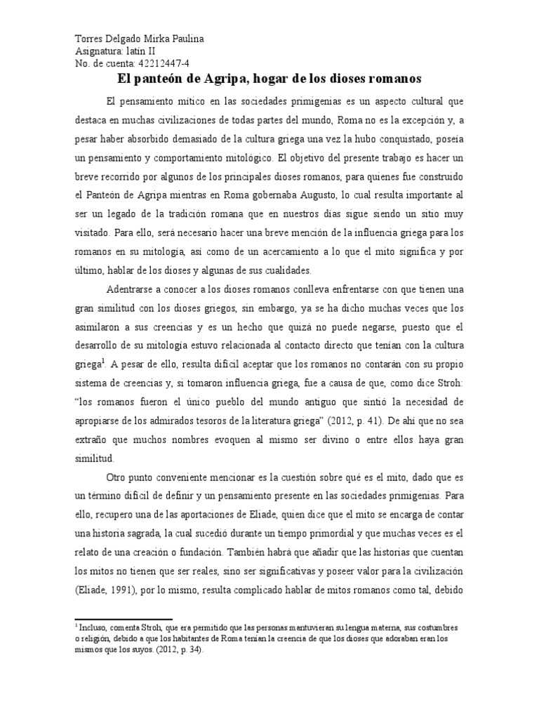 Dioses del Panteón de Agripa romano | PDF | imperio Romano | Mitología