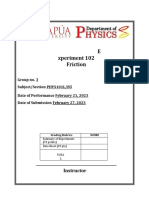 E Xperiment 102 Friction: Instructor