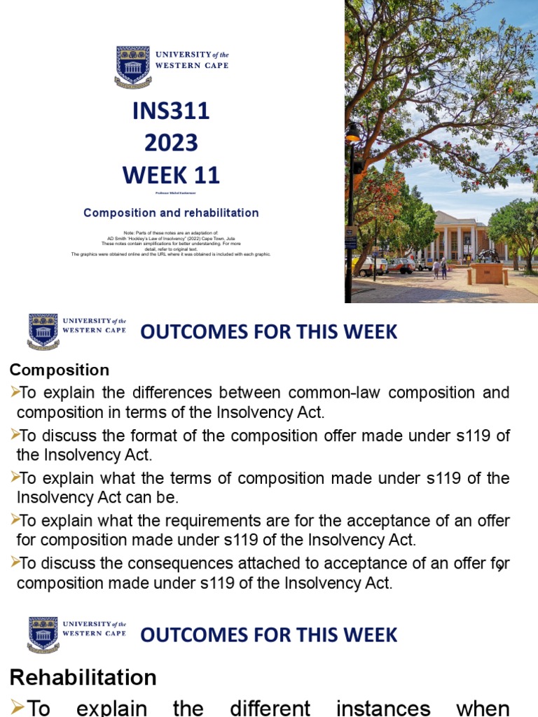 2023+week+11 Composition+and+rehabilitation | PDF | Bankruptcy | Common Law