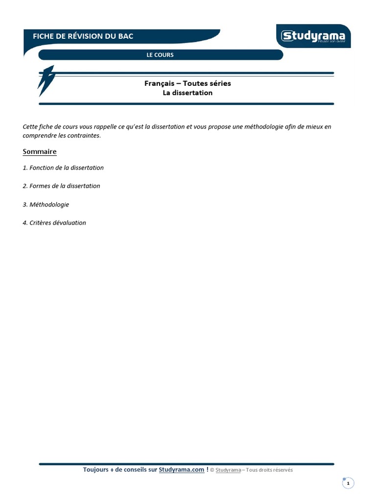 Méthodologie de la Dissertation au Bac | PDF | Sujet (Grammaire ...