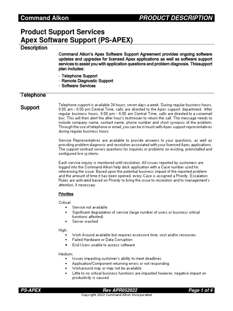 Apex Product Support Services Description | PDF | Application Software ...