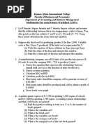 Mathematics For Social Science Worksheet I (20%)