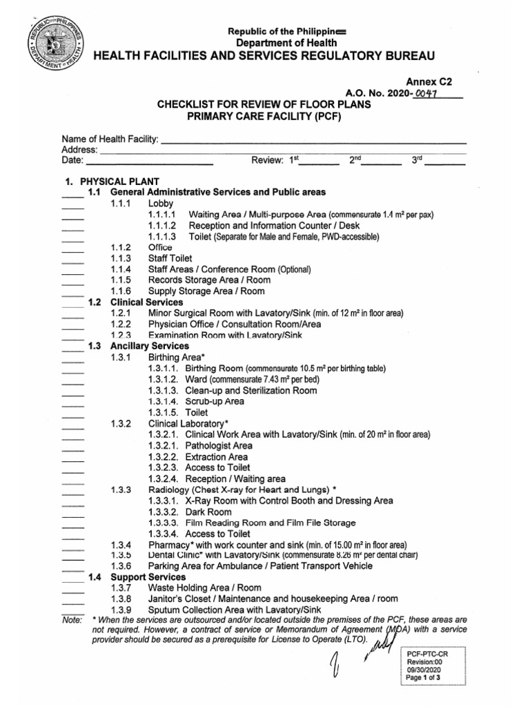 Checklist For Review of Floor Plans | PDF | Public Toilet | Health Care