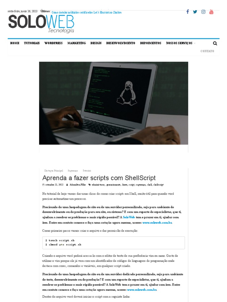 Aprenda A Fazer Scripts Com ShellScript - SOLOWEB Tecnologia | PDF ...