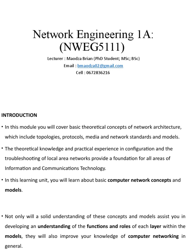 Network engineering week 1 pdf computer network internet protocol