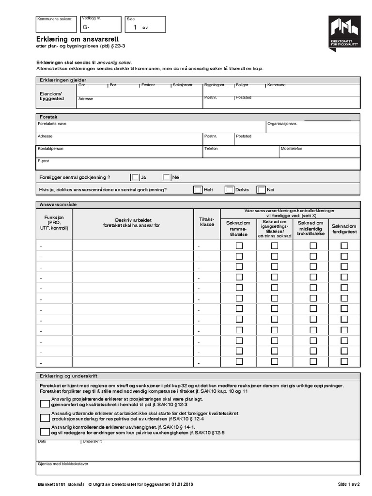 5181 Erklaring Om Ansvarsrett | PDF