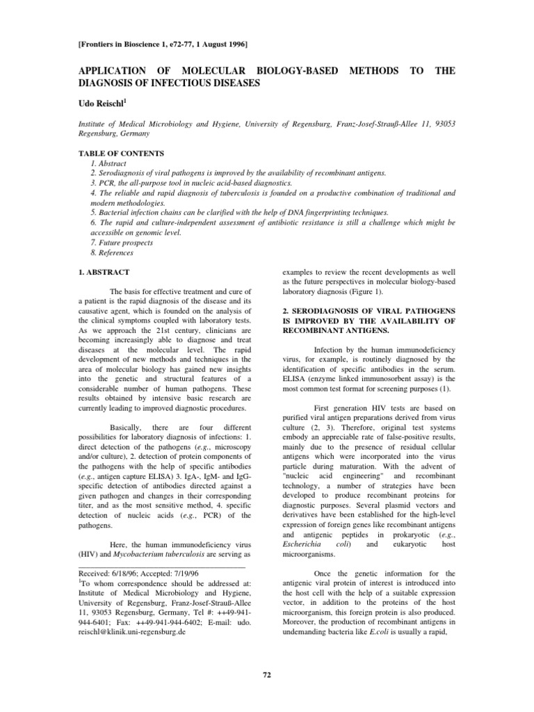 Molecular Diagnostics for Infectious Diseases | PDF | Polymerase Chain ...