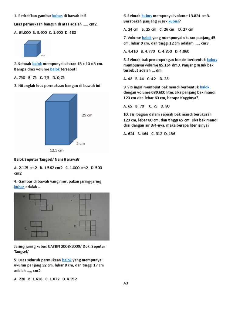 Soal Matematika Volume dan Debit Air | PDF