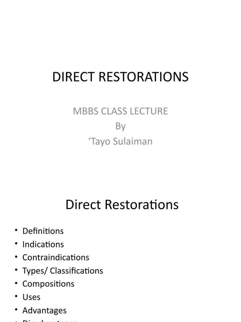 Direct Restoration PDF Materials Science Building Materials