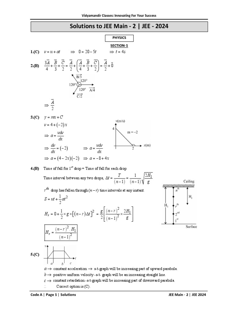 JEE Mains 2024 Solutions Overview | PDF | Metrology | Chemistry