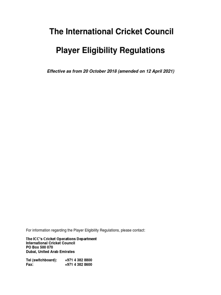 ICC Player Eligibility Regulations | PDF | LGBTQIA+ Studies | Transgender