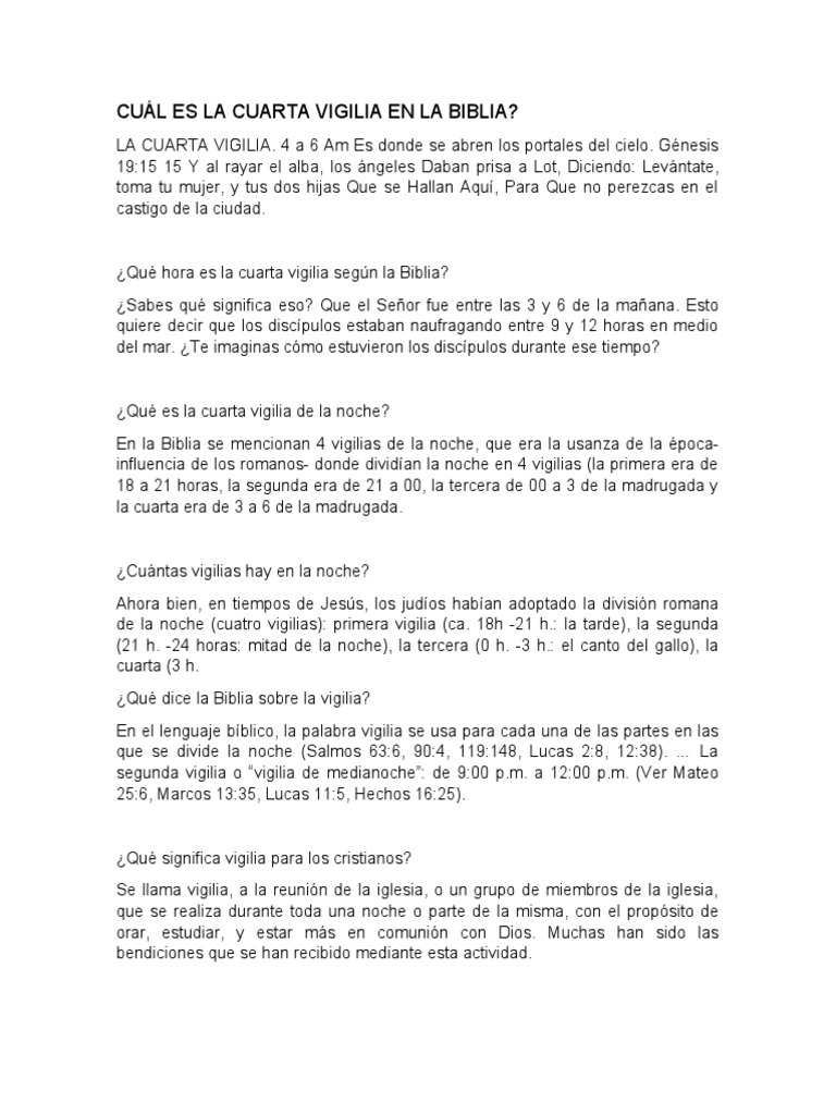 CUÁL ES LA CUARTA VIGILIA EN LA BIBLIAexplicac (On PDF Pentecostés