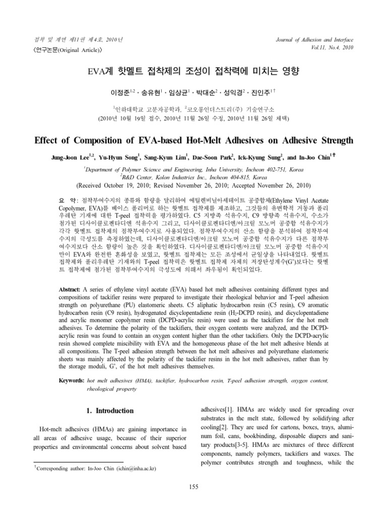 Effect of Composition of EVAbased HotMelt Adhesives On Adhesive Strength PDF