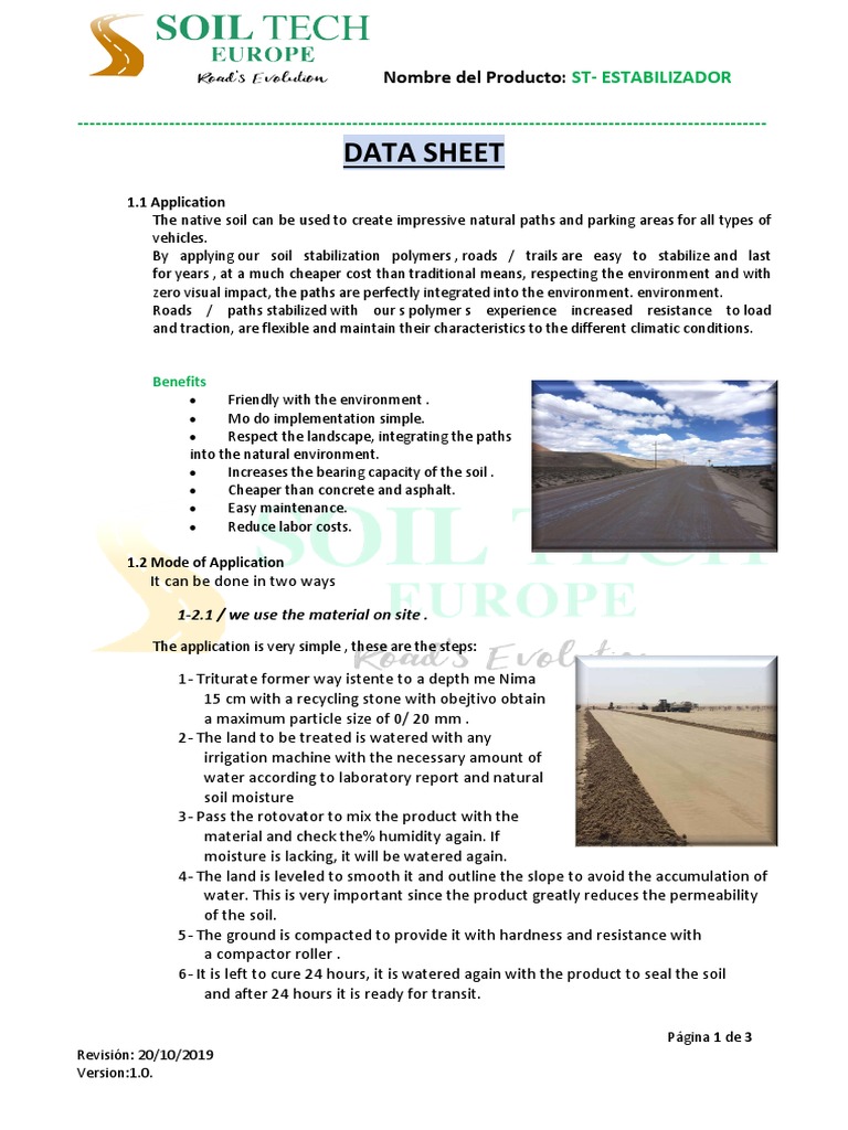 Soil Stabilizer Application Guide | PDF | Soil | Road