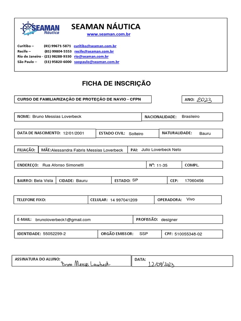 Inscrição para Curso de CFPN | PDF