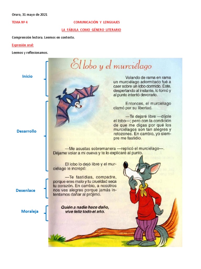 La Fábula: Género Literario y Moraleja | PDF