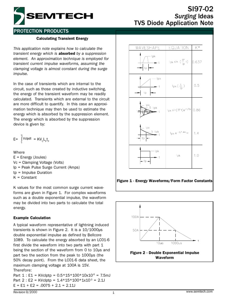 TVS Diode Energy Transient Calculations | PDF | Electrical Network ...