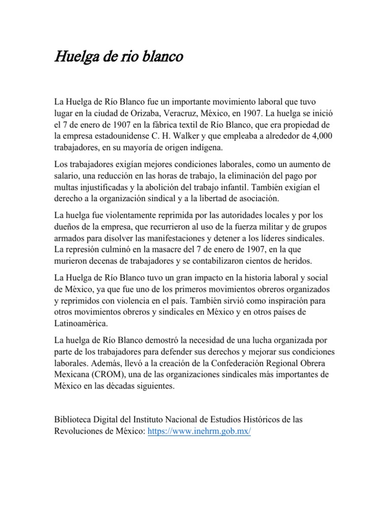 Huelga de Río Blanco 1907 | PDF | Ciencias sociales