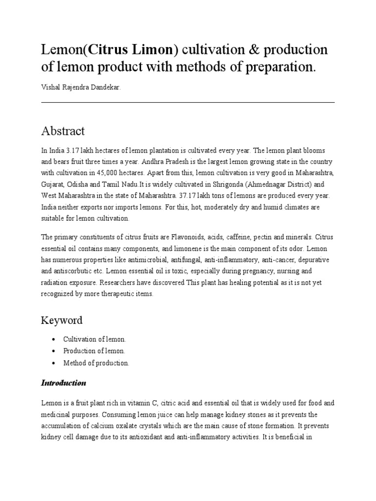Lemon Cultivation and Varieties in India | PDF | Lemon | Citrus