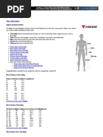 Dainese Size Chart - RevZilla