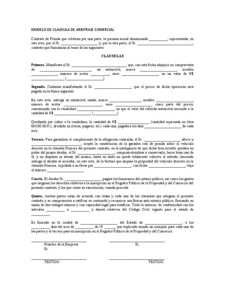 Modelo de Clausula de Arbitraje Comercial | PDF | Ley común | Derecho ...