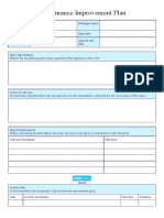 Performance Improvement Plan Template