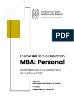 Ensayo Del Libro de Kaufman: MBA Personal