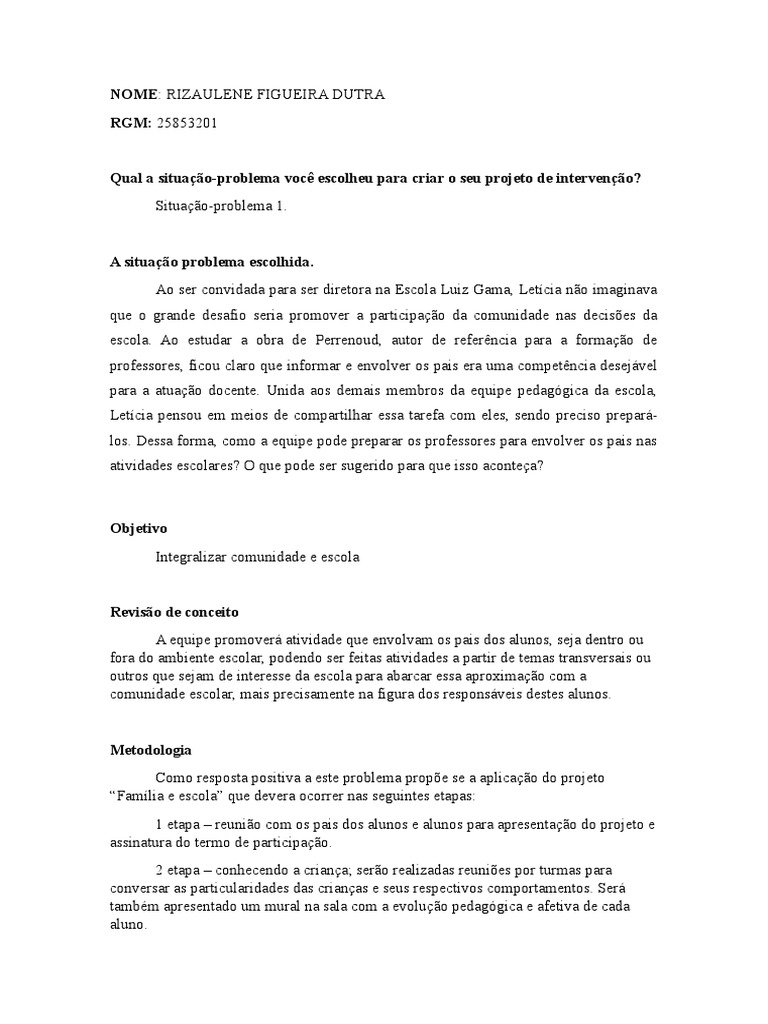 Situação Problema | PDF | Pedagogia | Comunicação