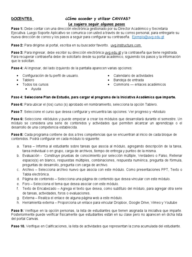 Guia Docentes CAnvas | PDF | Contraseña | Informática