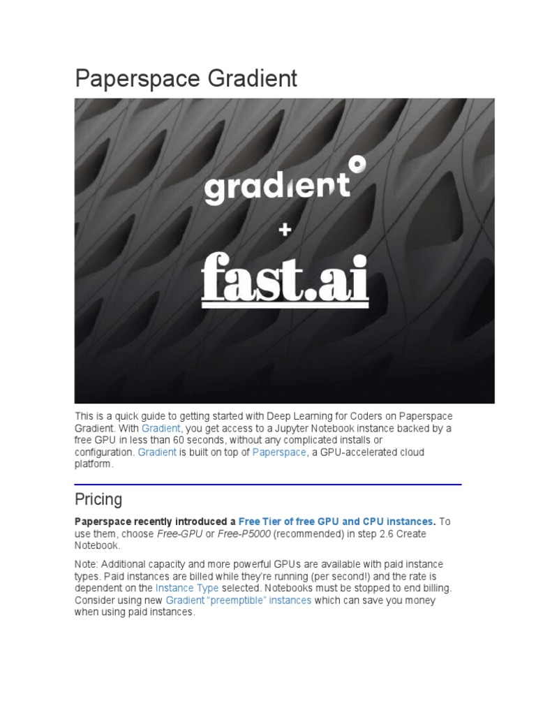 Paperspace Gradient PDF Graphics Processing Unit Computing