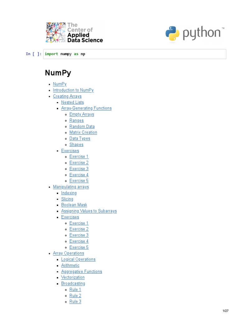 Python - Adv - 1 - Jupyter Notebook (Student) | PDF | Matrix ...