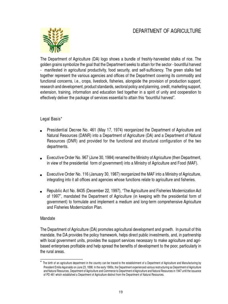 Department Of Agriculture Pdf Agriculture