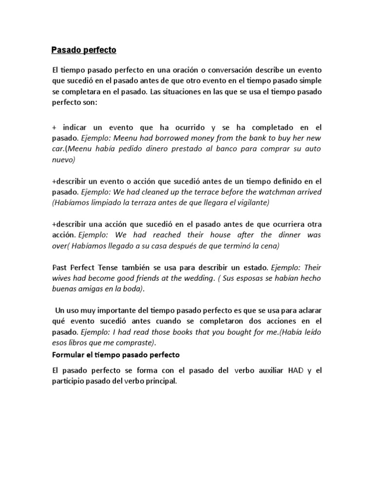 Pasado Perfecto y Pasado Perfecto Continuo | PDF | Lingüística | Sintaxis